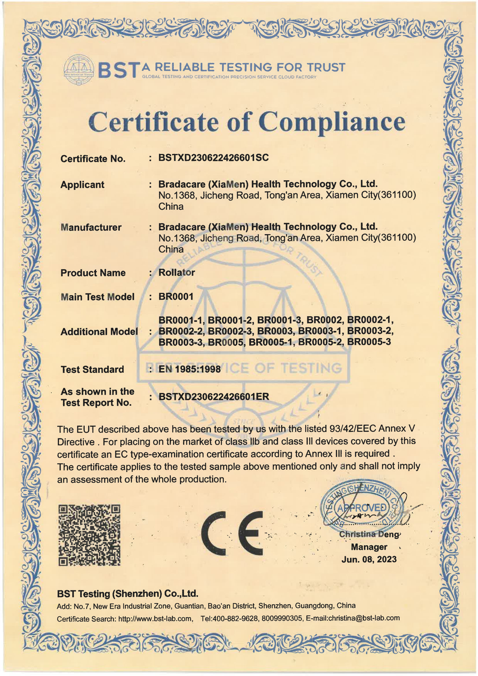 Certificate CE